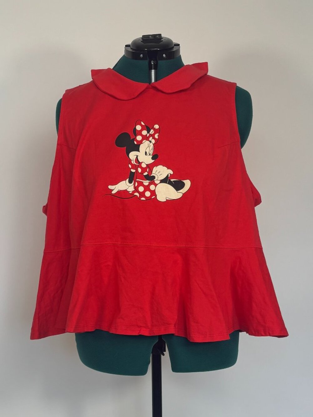 Disney Minnie Mouse Collared Peplum Tank Top Size 2X